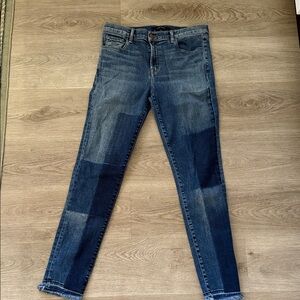 J Brand Two-Tone Blue Patchwork Skinny Jeans